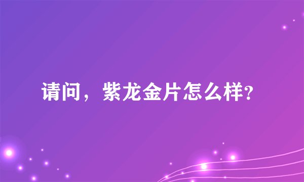 请问，紫龙金片怎么样？