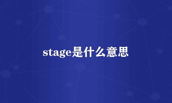 stage是什么意思