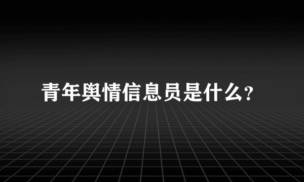 青年舆情信息员是什么？
