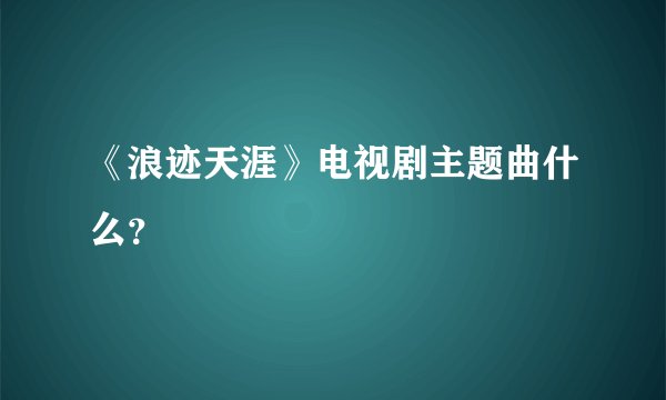 《浪迹天涯》电视剧主题曲什么？