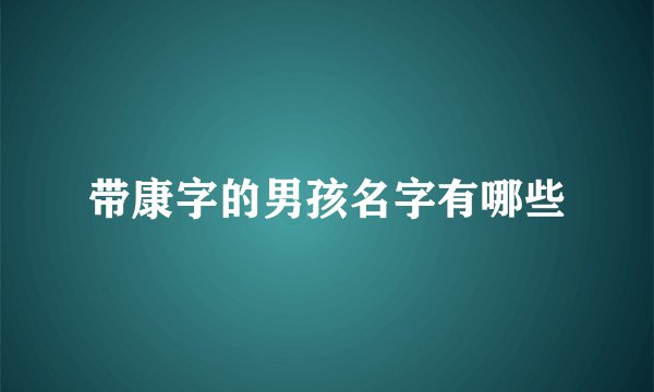 带康字的男孩名字有哪些