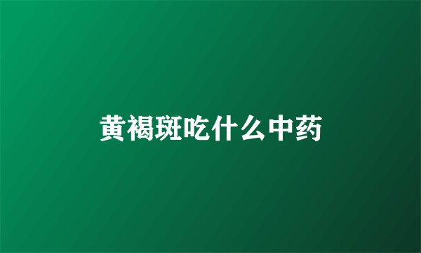 黄褐斑吃什么中药