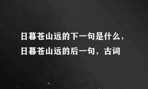 日暮苍山远的下一句是什么，日暮苍山远的后一句，古词