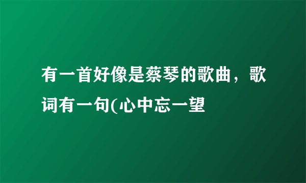 有一首好像是蔡琴的歌曲，歌词有一句(心中忘一望