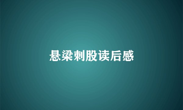 悬梁刺股读后感