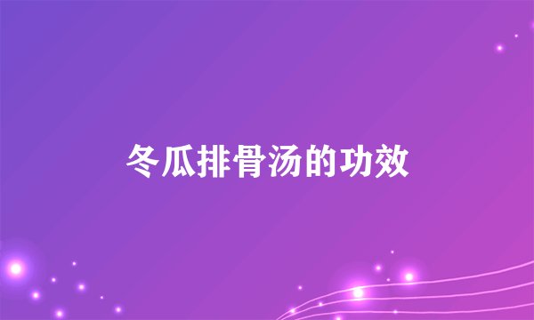冬瓜排骨汤的功效