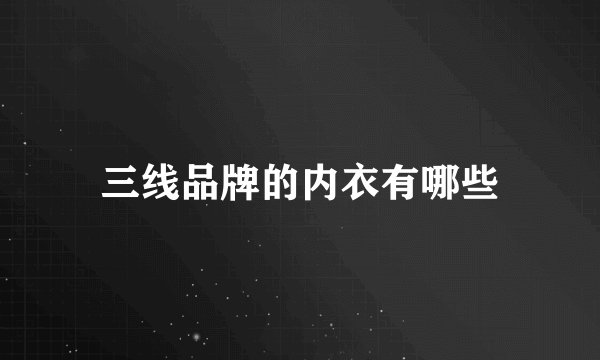 三线品牌的内衣有哪些