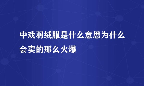 中戏羽绒服是什么意思为什么会卖的那么火爆
