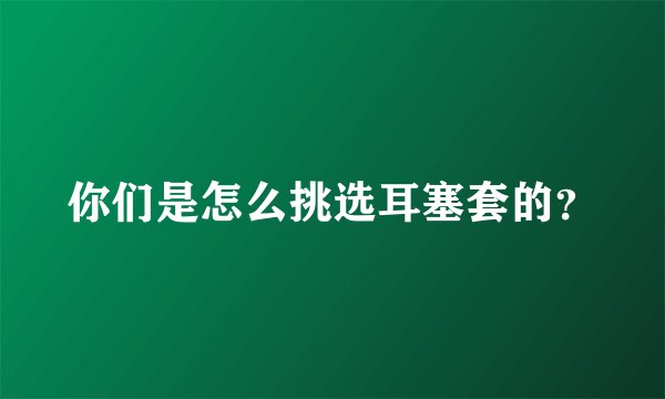 你们是怎么挑选耳塞套的？