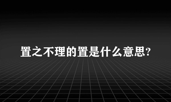 置之不理的置是什么意思?
