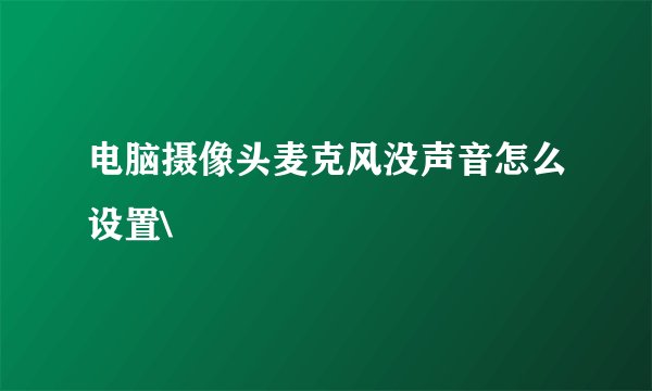 电脑摄像头麦克风没声音怎么设置\