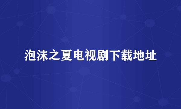 泡沫之夏电视剧下载地址