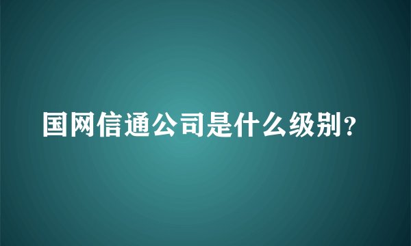 国网信通公司是什么级别？