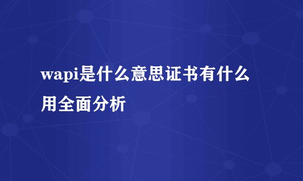 wapi是什么意思证书有什么用全面分析
