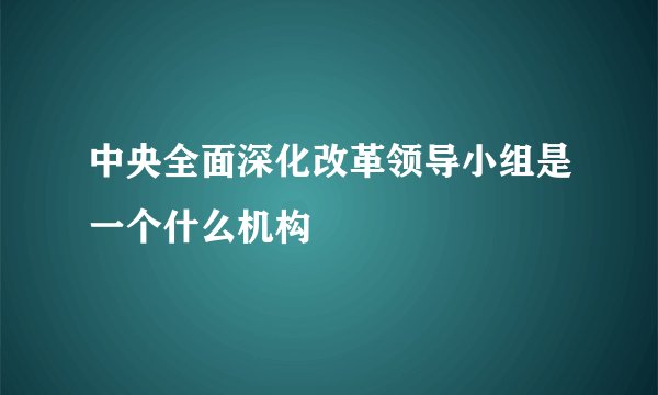 中央全面深化改革领导小组是一个什么机构