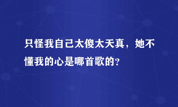 只怪我自己太傻太天真，她不懂我的心是哪首歌的？