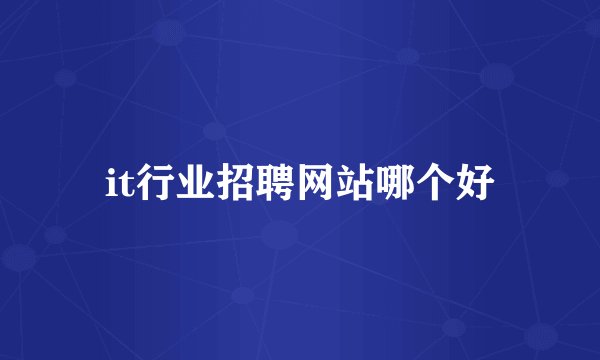 it行业招聘网站哪个好