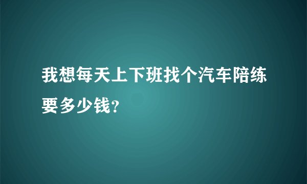 我想每天上下班找个汽车陪练要多少钱？