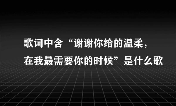 歌词中含“谢谢你给的温柔，在我最需要你的时候”是什么歌
