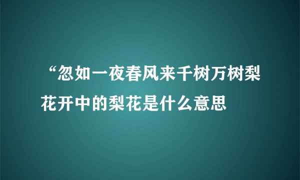 “忽如一夜春风来千树万树梨花开中的梨花是什么意思