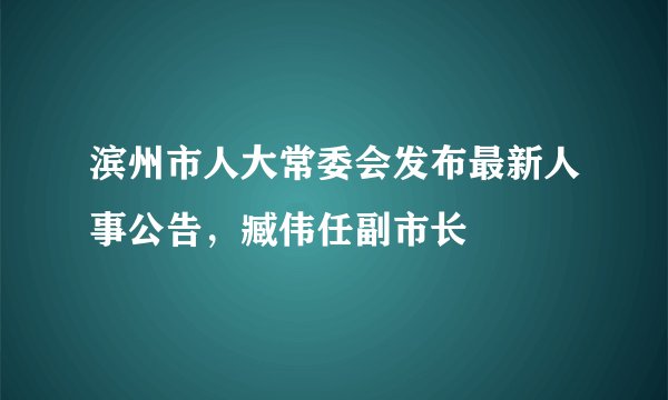 滨州市人大常委会发布最新人事公告，臧伟任副市长