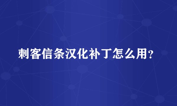 刺客信条汉化补丁怎么用?
