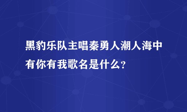 黑豹乐队主唱秦勇人潮人海中有你有我歌名是什么？