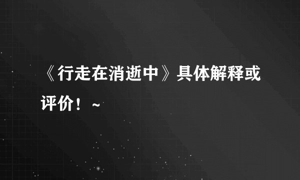 《行走在消逝中》具体解释或评价！~
