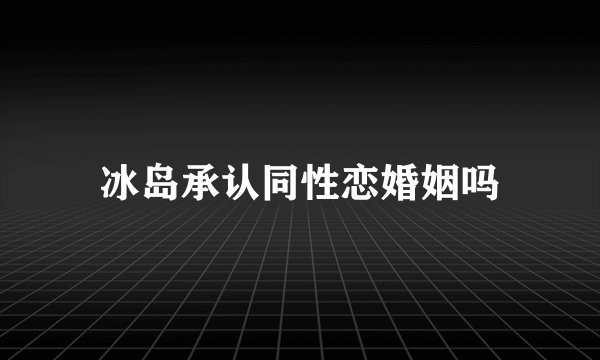 冰岛承认同性恋婚姻吗