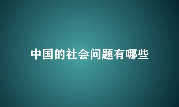 中国的社会问题有哪些