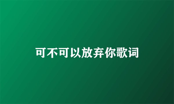 可不可以放弃你歌词