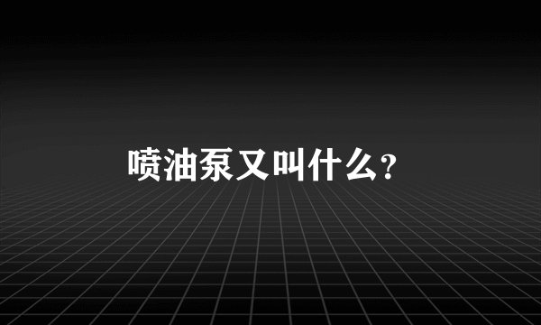 喷油泵又叫什么？