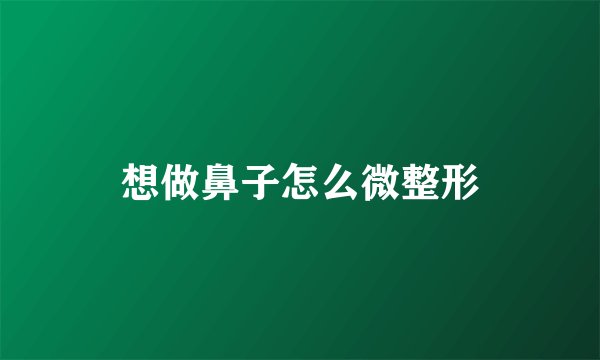 想做鼻子怎么微整形