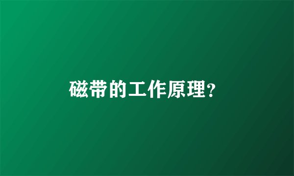 磁带的工作原理？