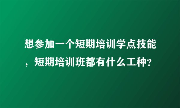 想参加一个短期培训学点技能,短期培训班都有什么工种?