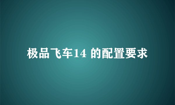 极品飞车14 的配置要求