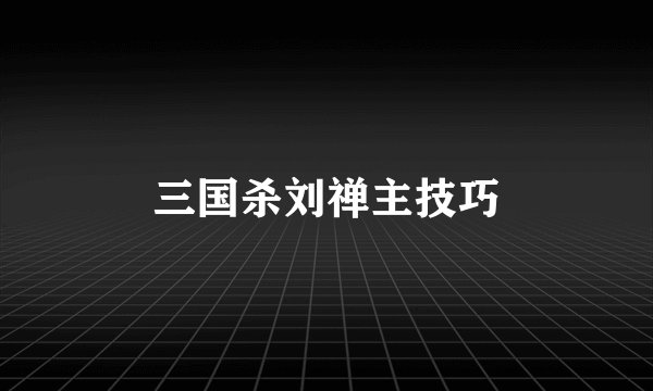 三国杀刘禅主技巧