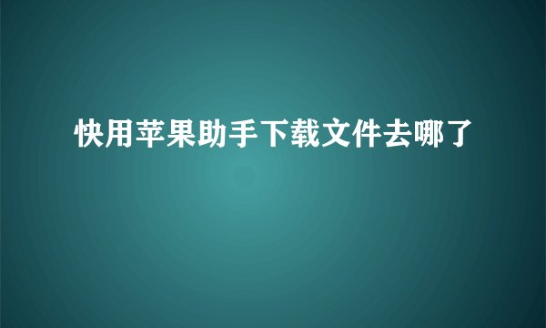 快用苹果助手下载文件去哪了