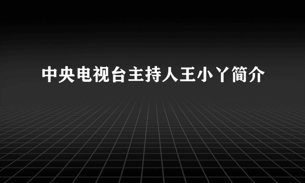 中央电视台主持人王小丫简介
