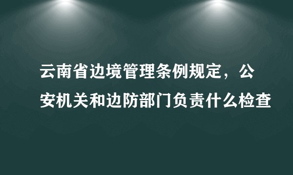 云南省边境管理条例规定,公安机关和边防部门负责什么检查
