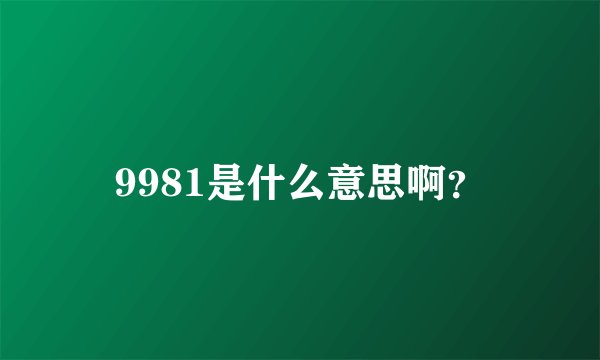 9981是什么意思啊？