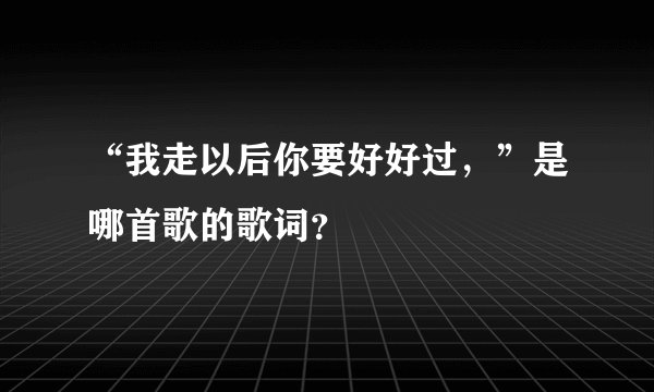 “我走以后你要好好过，”是哪首歌的歌词？
