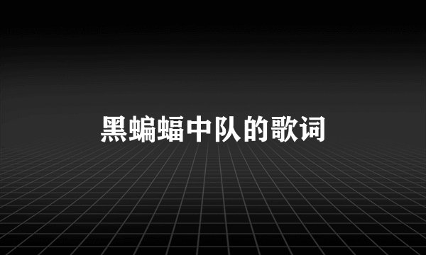 黑蝙蝠中队的歌词