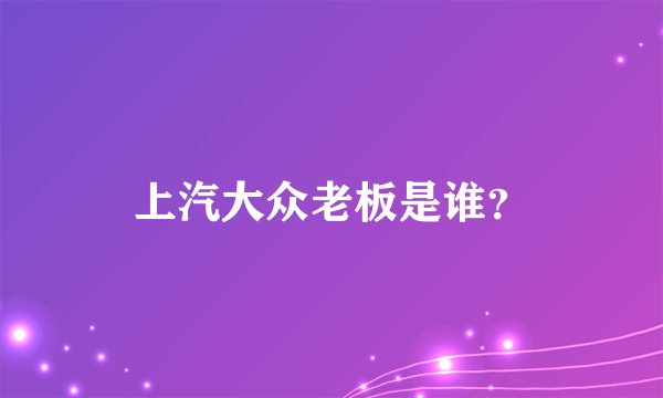 上汽大众老板是谁？