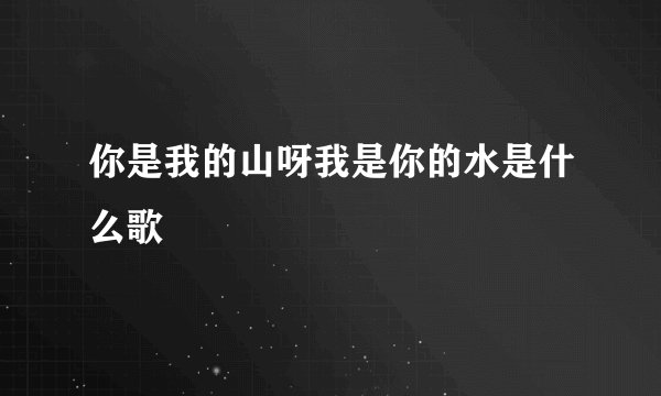 你是我的山呀我是你的水是什么歌