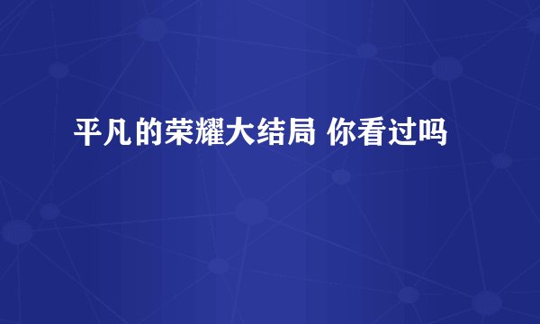 平凡的荣耀大结局 你看过吗