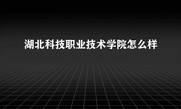 湖北科技职业技术学院怎么样
