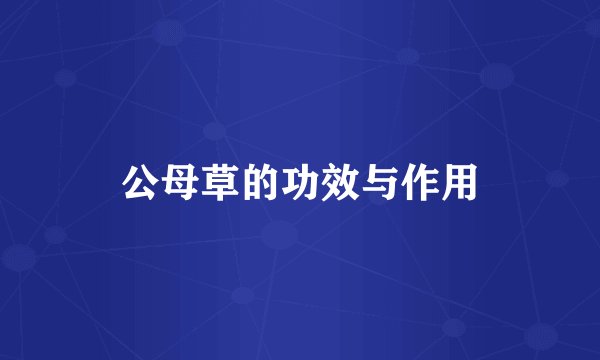 公母草的功效与作用