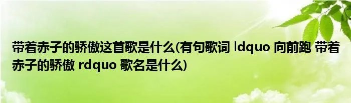 带着赤子的骄傲这首歌是什么(有句歌词 ldquo 向前跑 带着赤子的骄傲 rdquo 歌名是什么)