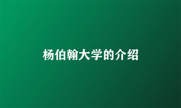 杨伯翰大学的介绍